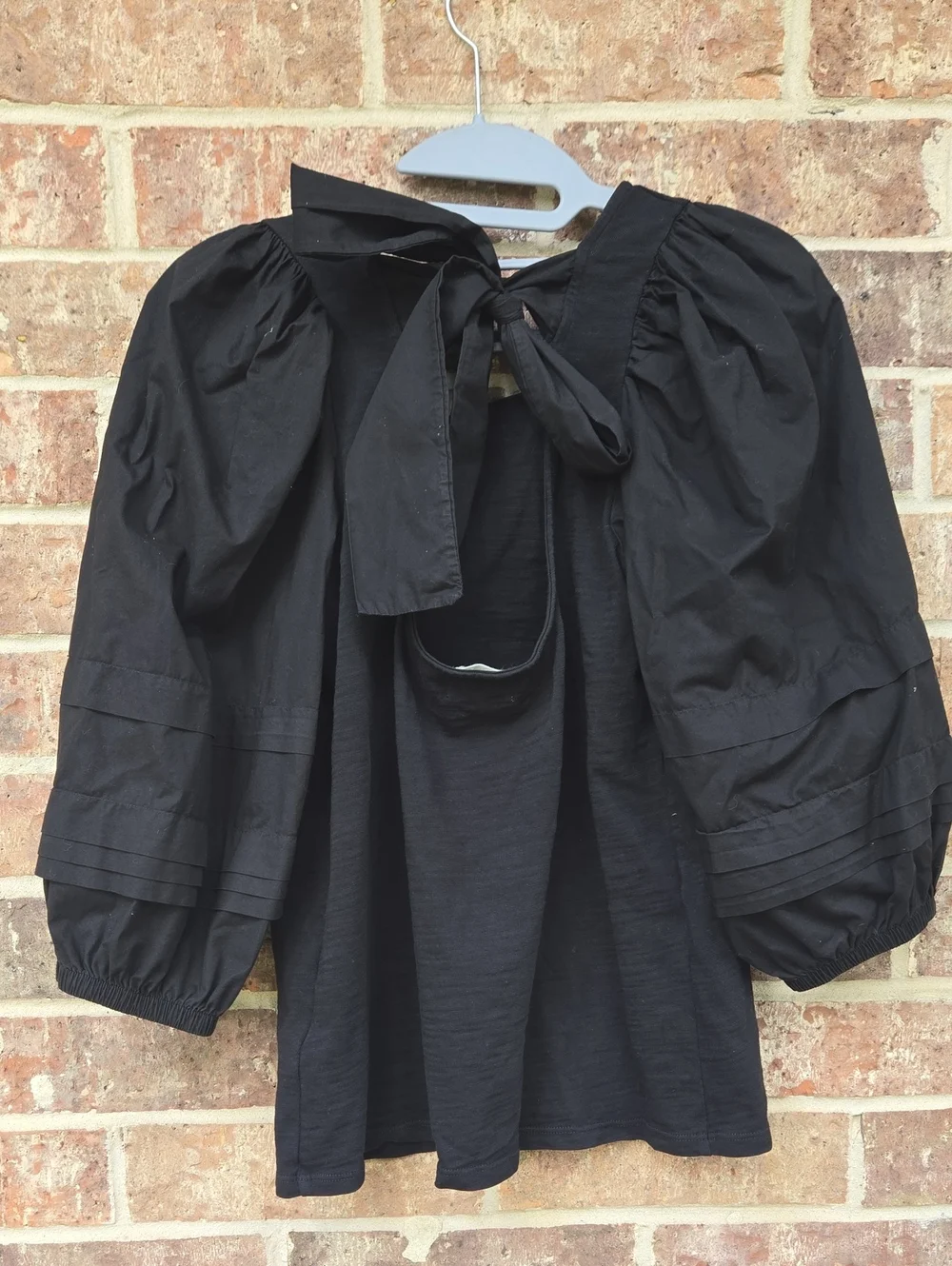 Nation Los Angeles Gracie Pintuck Combo Top in Jet Black Size Small
